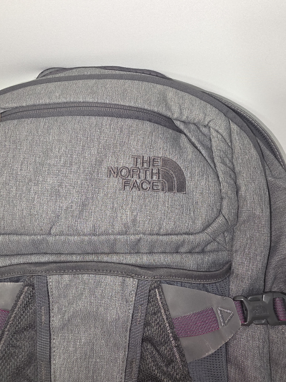 The North Face Recon Gray Backpack with Maroon Trim - Picture 14 of 16